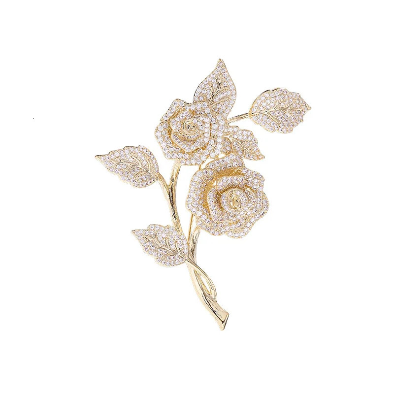 SUYU Womens Light Luxury Design Elegant And Fashionable Micro Inlaid Zircon Rose Brooch Versatile And Niche Design Brooch 260403BJ - view 7