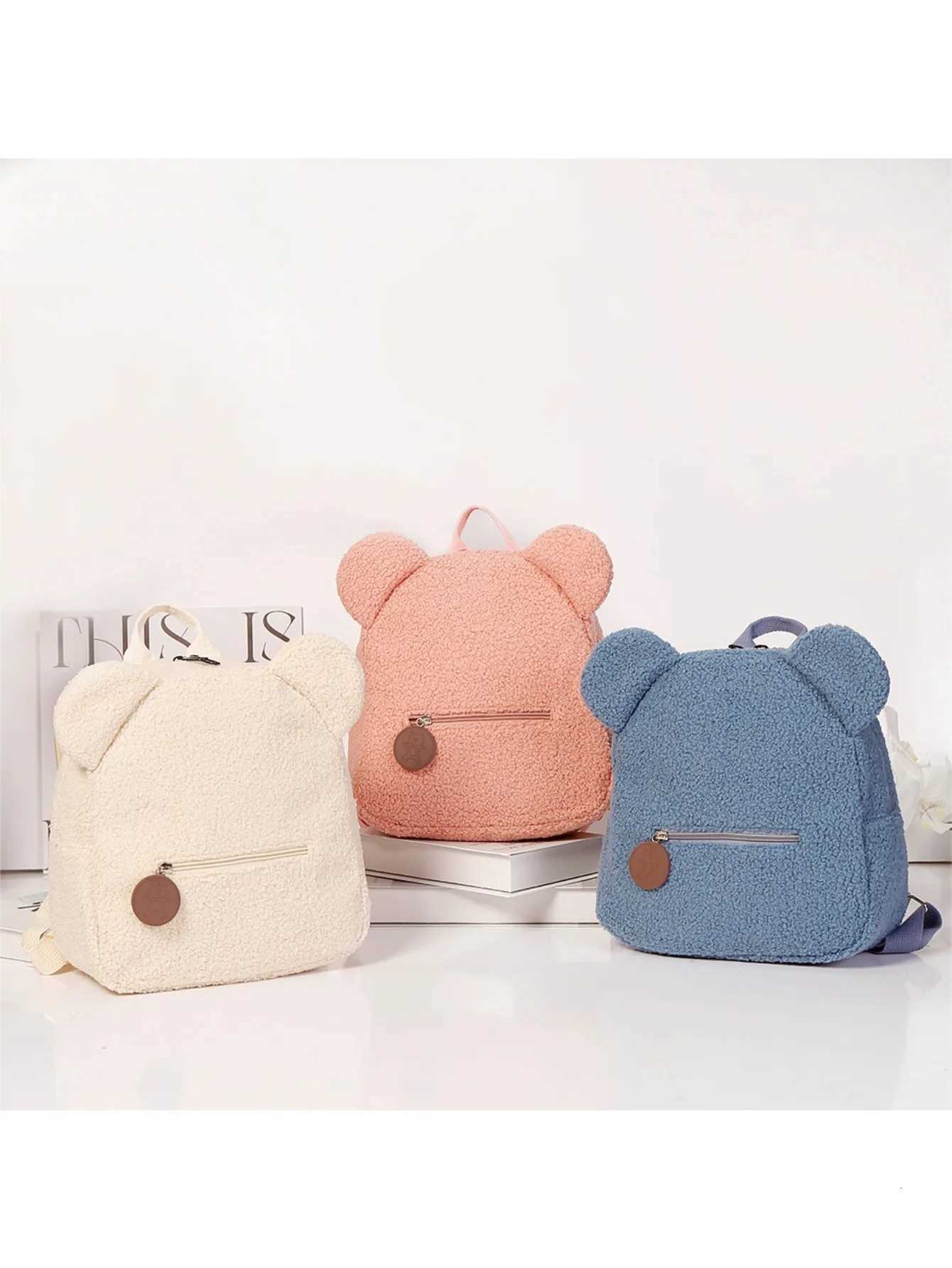 Plush Bear Backpack Women Sweet Travel Bag Cute Cartoon Backpack Childrens Gift Bag Fashionable Leisure Small Bear Ear Backpack C260406