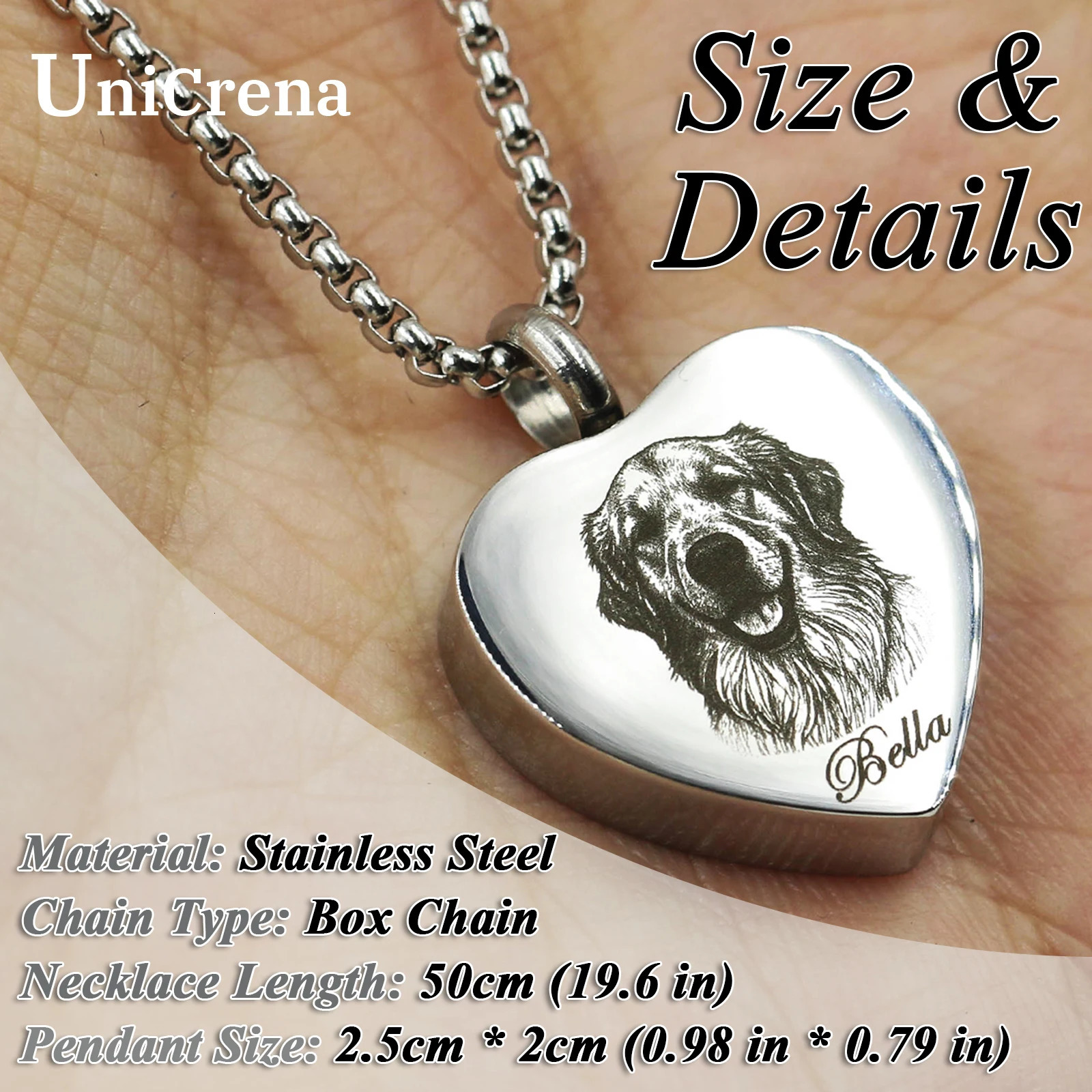 Pet Ashes Necklace for Dog Engravable Memorial Hair Keepsake Pendant - Stainless Steel Pet Loss Jewlery Gift for Women and Men 260403BJ - view 5