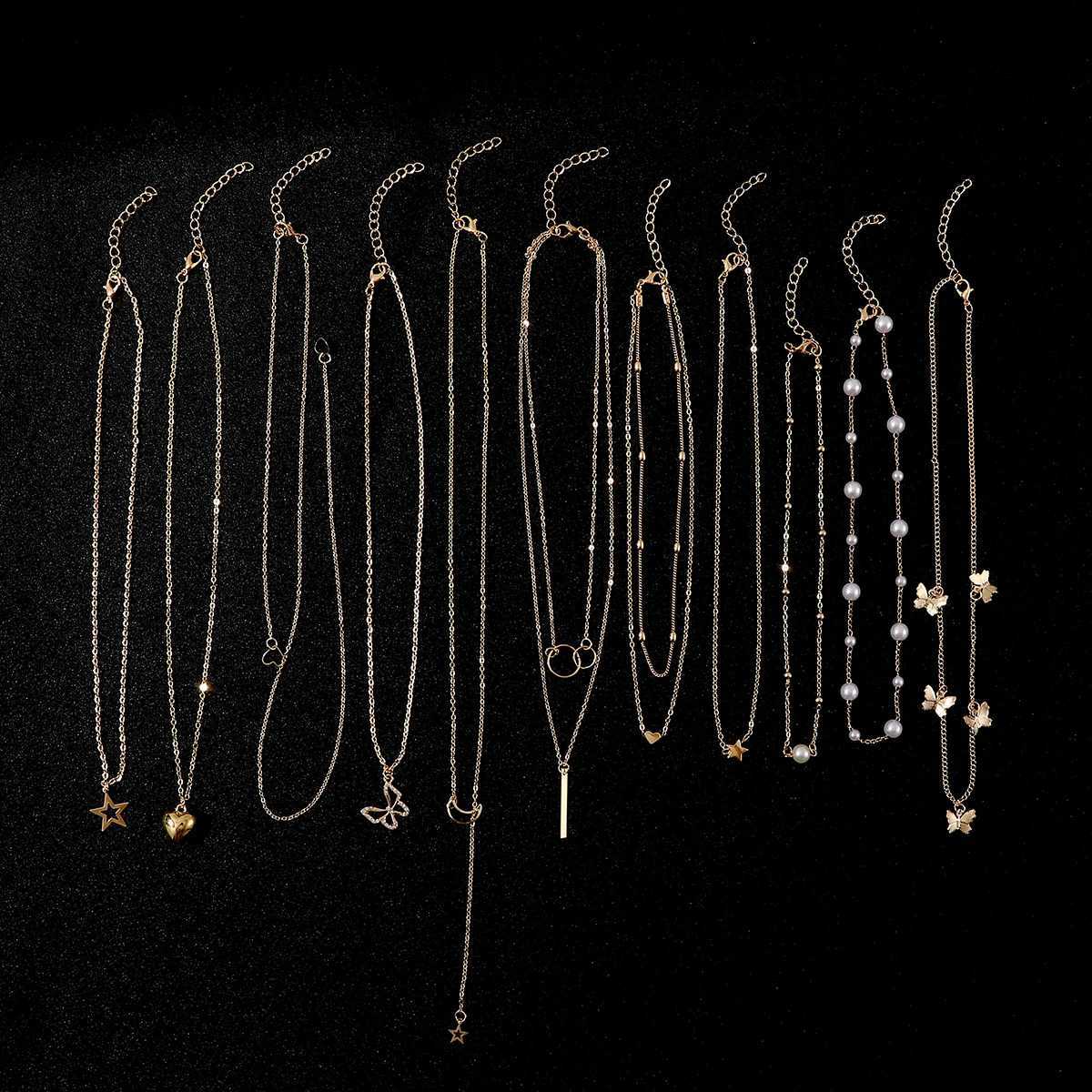 Korean Imitation Pearl Necklaces Exquisite Heart-shaped Butterfly Star Moon Choker Necklace Elegant Womens Daily Dating Jewelry H260406