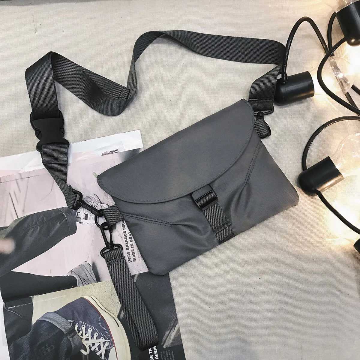 Korean Style Mens Crossbody Bag Street Fashion Chest Bag Womens Single Shoulder Bag Casual Small Bag for Daily Use C260406