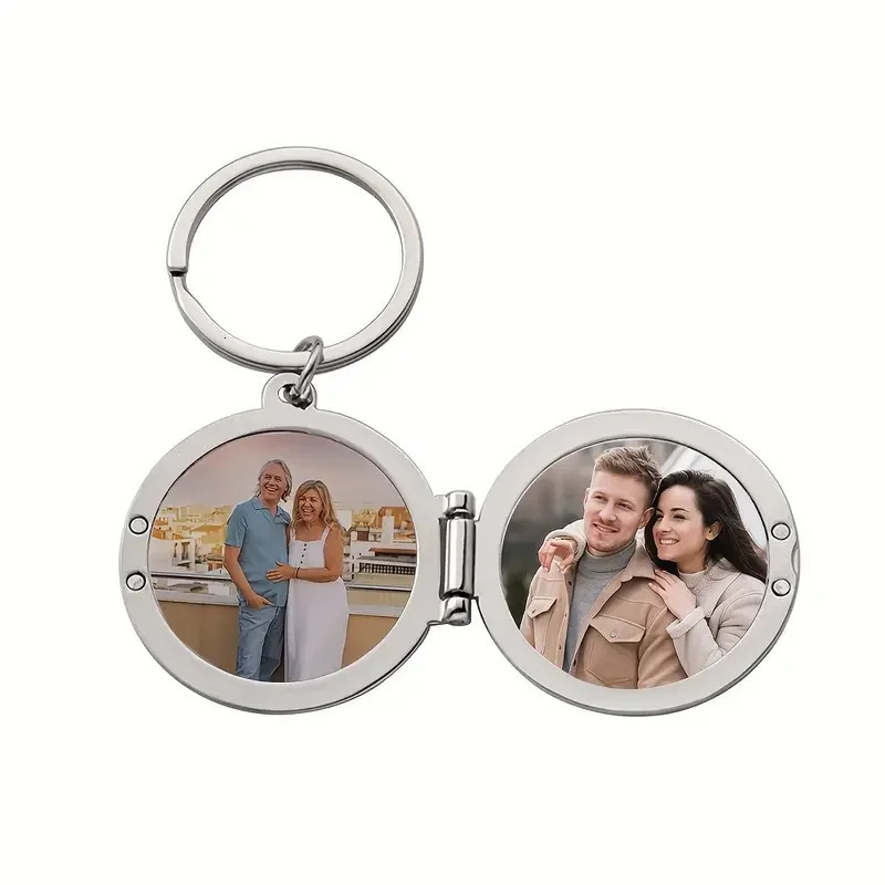 Personalised keychain with double-sided printed patterns and text suitable as a personalised gift for family friends couples 260403BJ - view 5