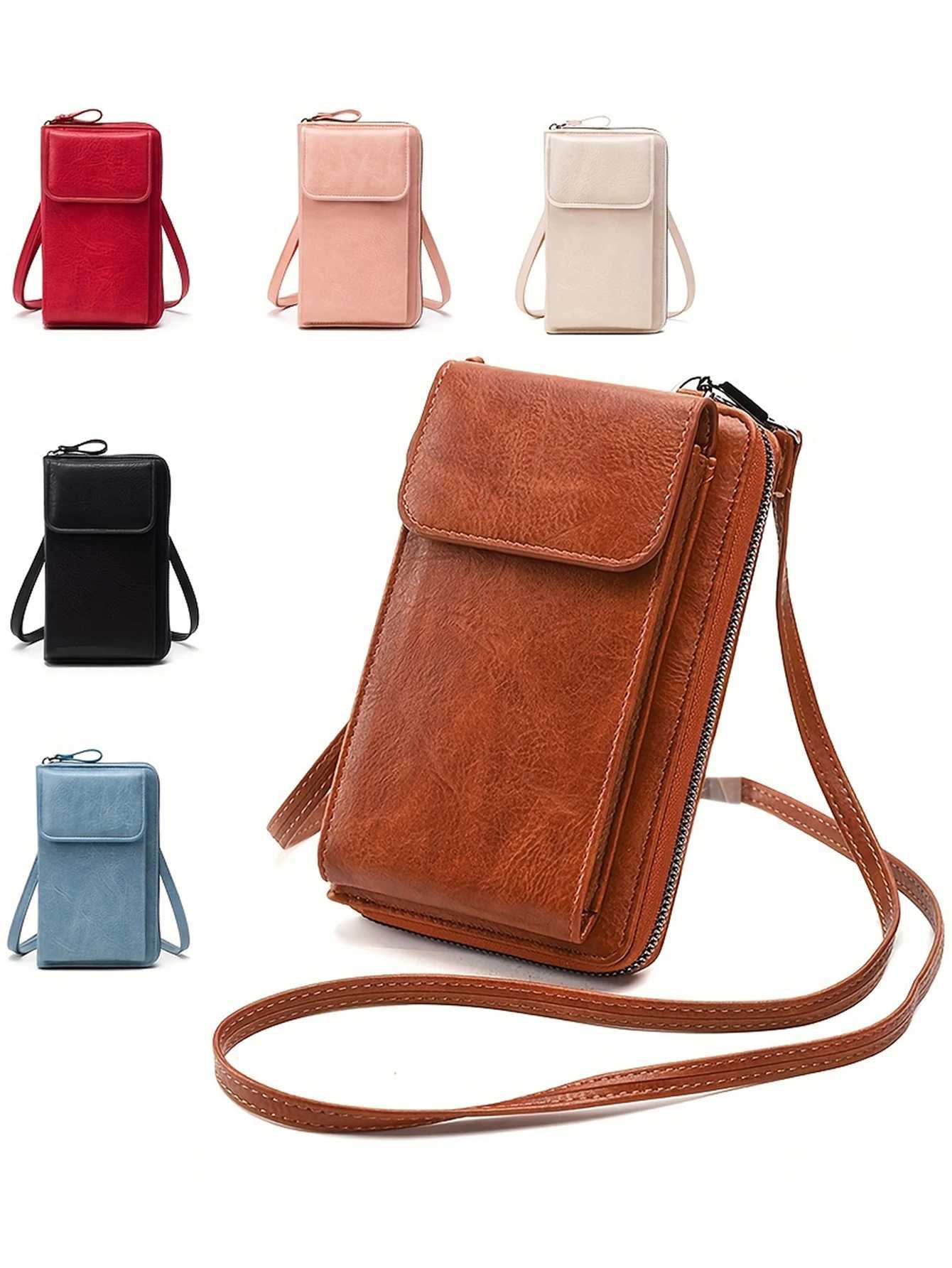 MIYIN Multi functional retro style PU leather crossbody bag fashionable solid color mobile phone bag womens casual shoulder bag C260406