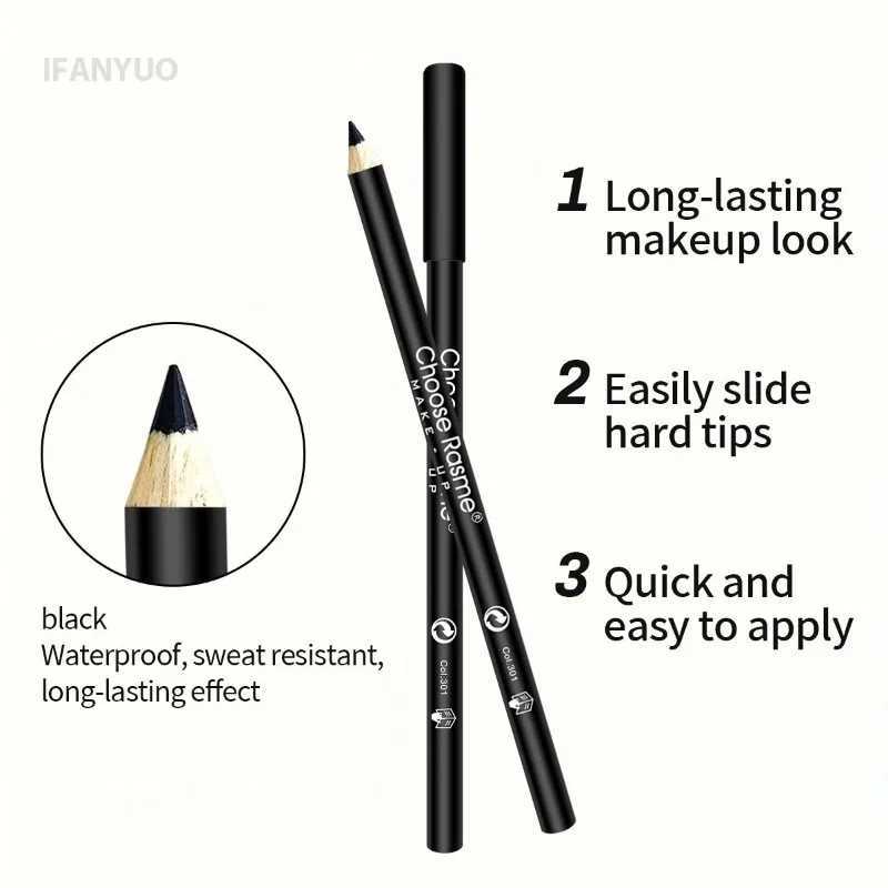 Black Wood Eyeliner Pencil High Pigmented Hard Eyebrow Pen Smooth Ultra Fine Waterproof Non-smudge Professional Eye Liner Pencil H260406