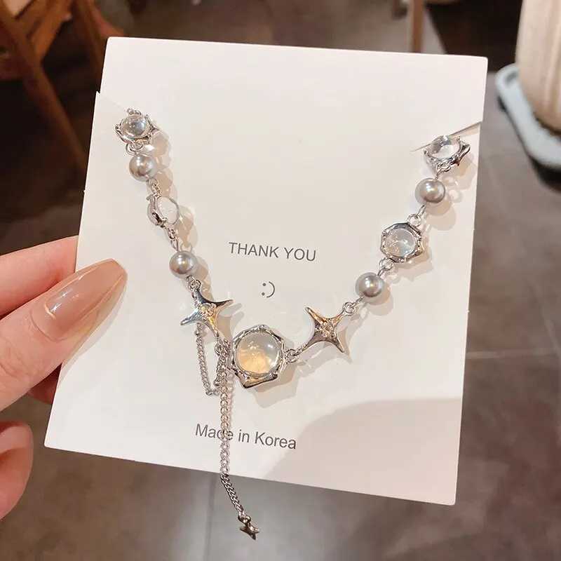 Women Thorn Desin Choker Necklace Fairy Glass Opal Necklace Collarbone Chain Necklace Elegant Silver-Color Party Choker H260406