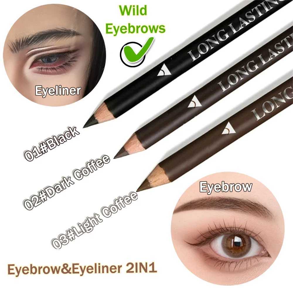 3-Color Long Lasting Black Brown EyebrowEyeliner Pencil Waterproof Sweat Proof Halo Proof Wooden Pole Liner Cosmetic Pen 1/3Pc H260406