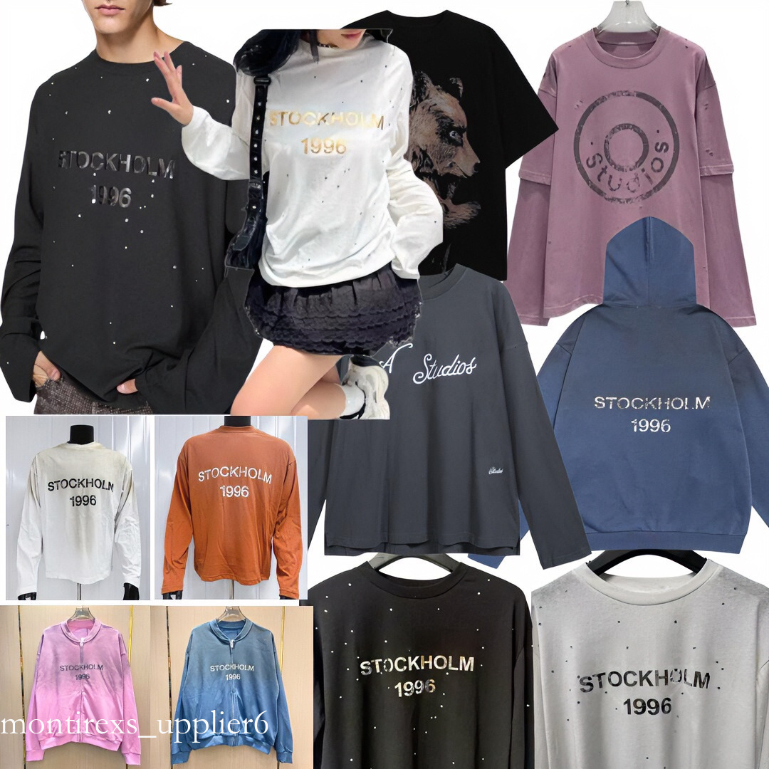 High quality Graphic Tee acned studios long sleeve hoodie Washed graphic tee shirt Sleeve hoodie Designer T shirt Casual Fashion Skateboard Men Women 
