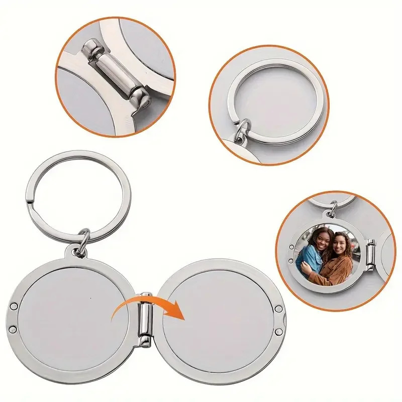 Personalised keychain with double-sided printed patterns and text suitable as a personalised gift for family friends couples 260403BJ - view 7