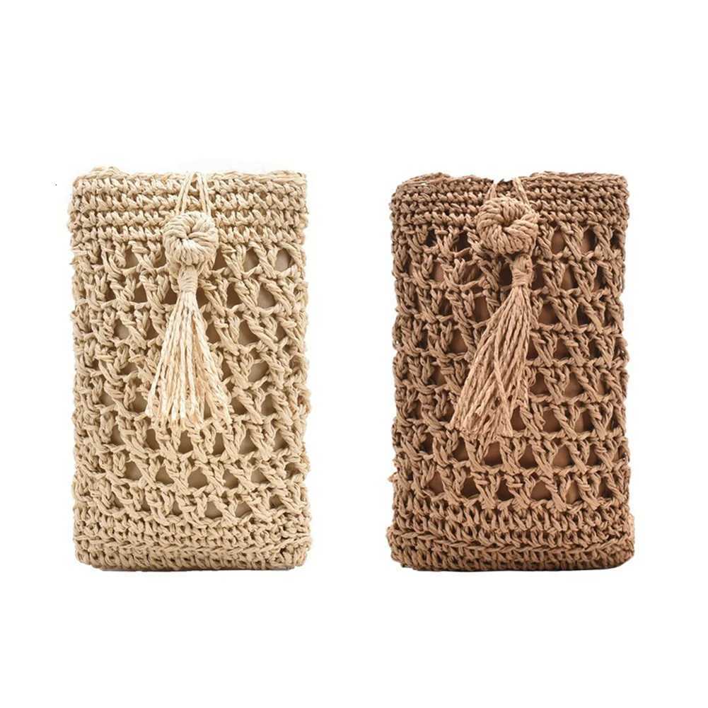 Ladies Vintage Rope Vacation Mini Phone Bag Female Straw Woven Shoulder Crossbody Bags Vacation Travel Shoulder Pouch C260406