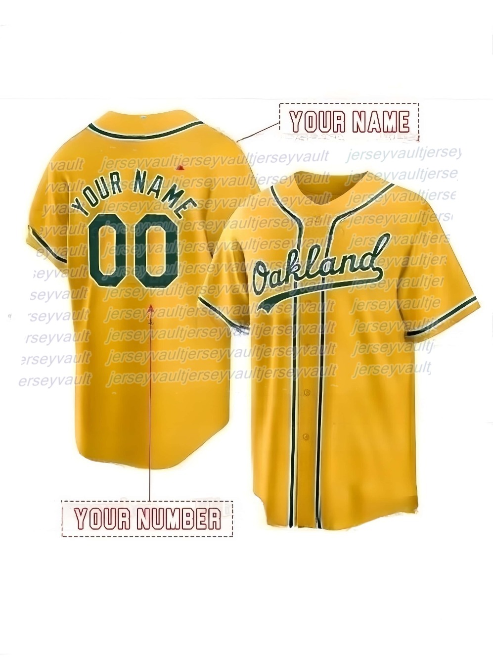 Custom 2026 New Gold Baseball Jersey JJ Bleday Brent Rooker Tyler Soderstrom Colby Thomas Nick Kurtz Darell Hernaiz Brett Harris Willie MacIver