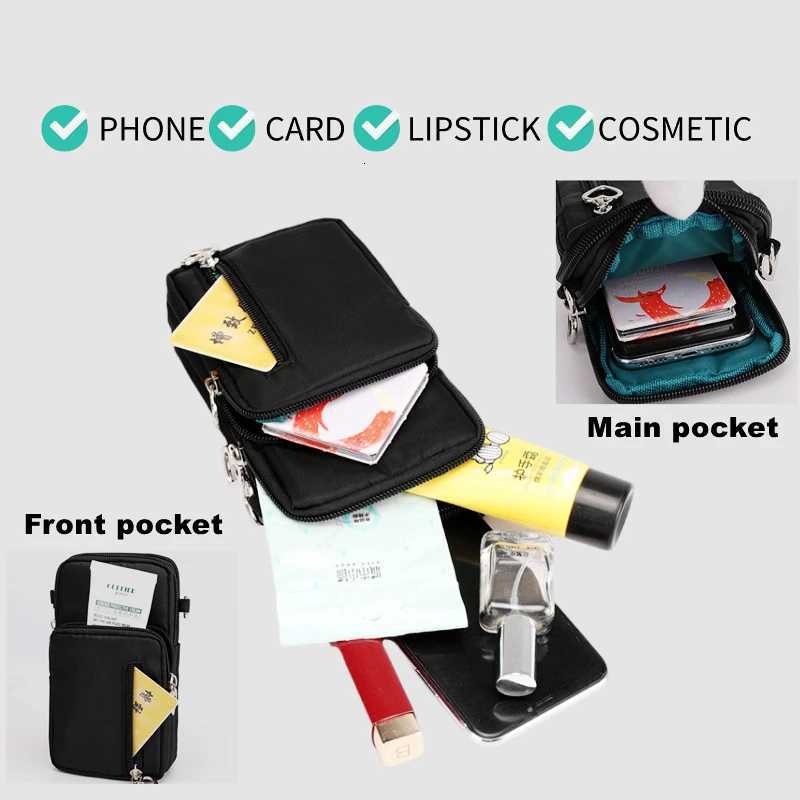 Womens Shoulder Bag Handbag Nylon Waterproof Mini Pocket Wallet Solid Color Wrist Bag Zipper Flip Small Bag C260406