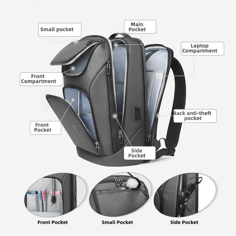 HK Travel Business Backpack for Men Large Capacity 17 Inch Laptop Backpack Multifunctional Anti-Theft Backpack Weekender Daypack C260406