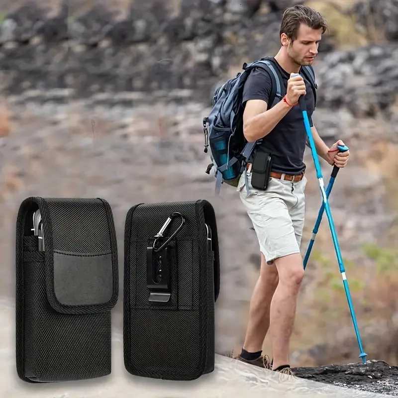 Universal phone bag under 75 inches Nylon Dual Pocket Cell Phone Belt Pouch Case Mens Outdoor bag for iPhone Samsung Xiaomi C260406