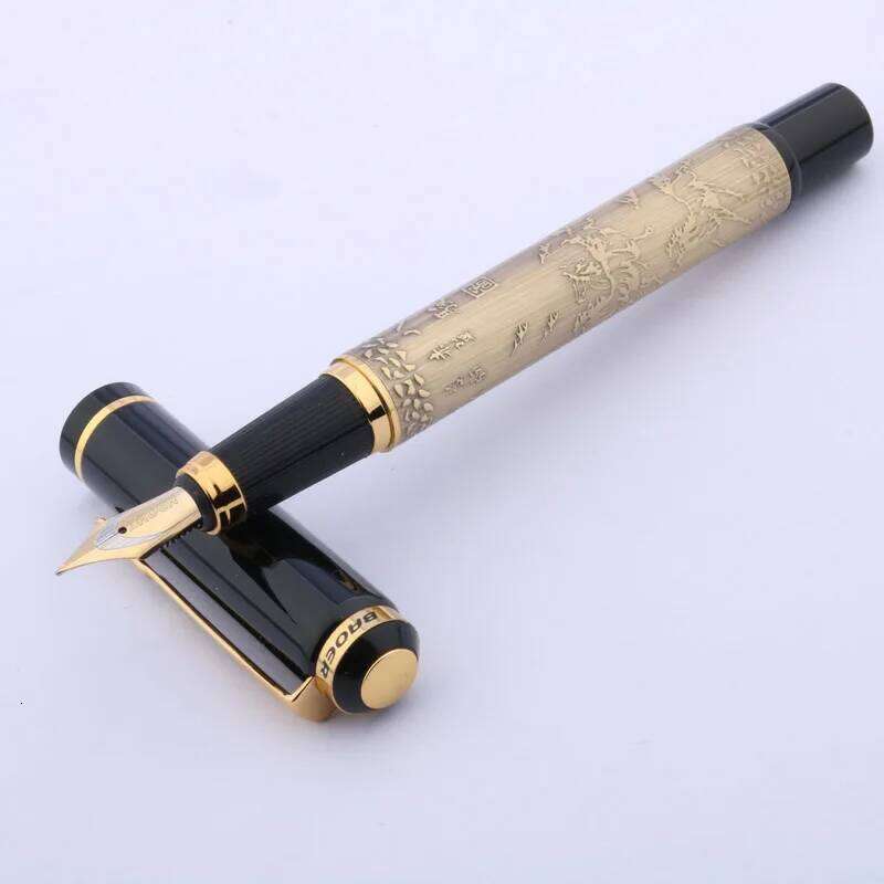 baoer 507 Golden Fountain Pen Xubeihong "the eight horses" GIFT Medium Nib Stationery Office school supplies 26Y0406