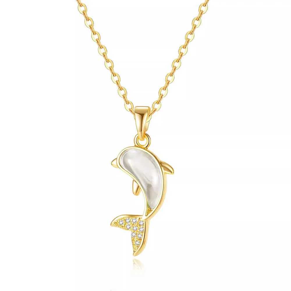 Elegant Dolphin Necklace for Women with Cat Eye Stone Marine Life Pendant Stainless Steel Temperament Jewelry Gift H260406