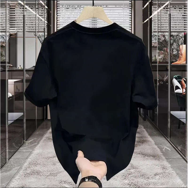 T Shirt Tops New High-End Men's Short T-Shirt Summer Cotton Fashion Printed Breathable Versatile Crew Neck Top Half Sleeve Men's Clothing