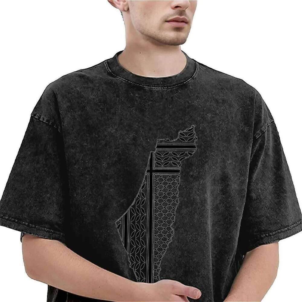 Palestines Symbol of Resistance T-Shirt Beach Palestinians Map T Shirts 2026Cotton Tee Shirt For Male Short Sleeve Top Tees 26H0406