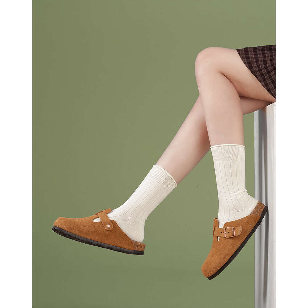 Slippers, cork shoes, flat shoes, cowhide shoes, non slip shoes, summer casual shoes, beach designer shoes shoes breathable and fashionable red gray