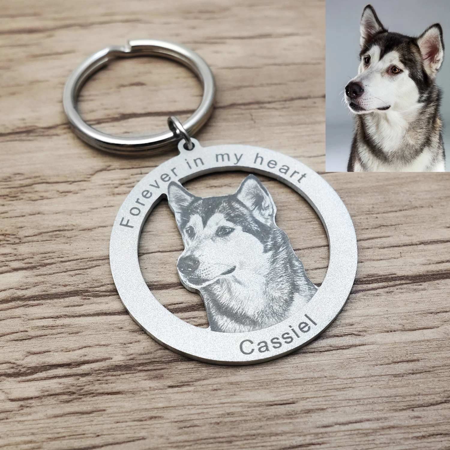 Custom Po Engraved Keychain Personalised Picture Keyring Personalized Memorial Key Chain Your Dog Pet Portrait Customize Gift 260403BJ - view 6