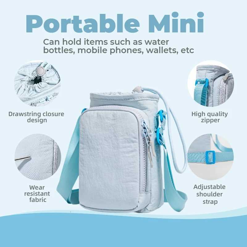 Small Water Bottle Carrier Bag with Adjustable Shoulder Strap Convenient Outdoors Water Bottle Pouch with Phone Pocket C260406
