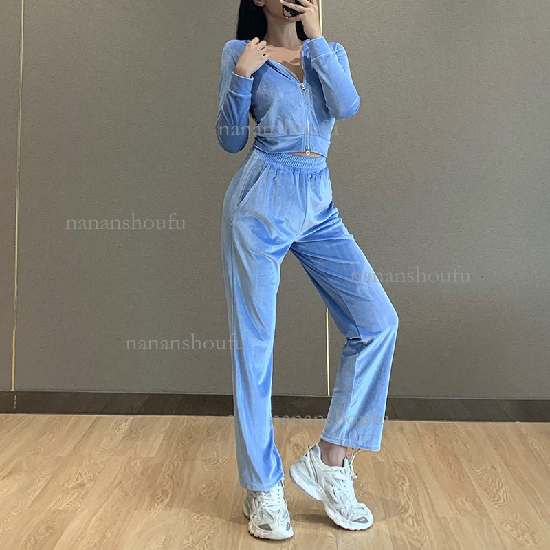 Designer Set Luxury Simple Fashion Letter Embroidered Zipper Long Sleeve Hooded Sweatshirt Casual Suede Sports Pants Temperament Commuter Basic Women 