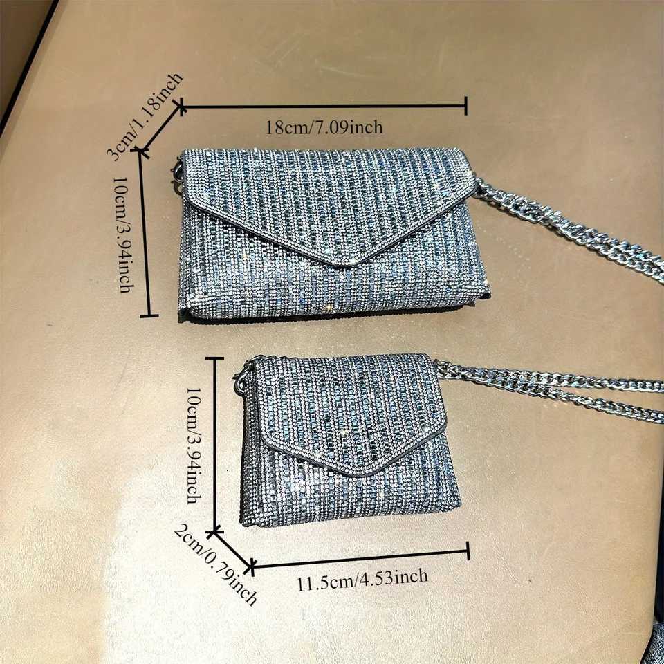 JIOMAY New Rhinestone Bag for Women Shiny Mini Silver Clutch Bag Girls Chain Crossbody Bag Wholesals Items For Small Business C260406