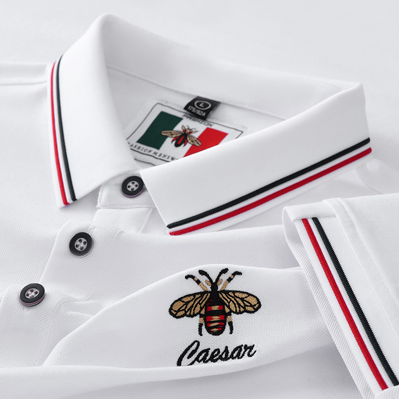 New Embroidered Small Bee Short-sleeved Polo Shirt For Men - High-end Fashionable Brand - Designer Short-sleeved Shirt - Luxurious Business Jacket