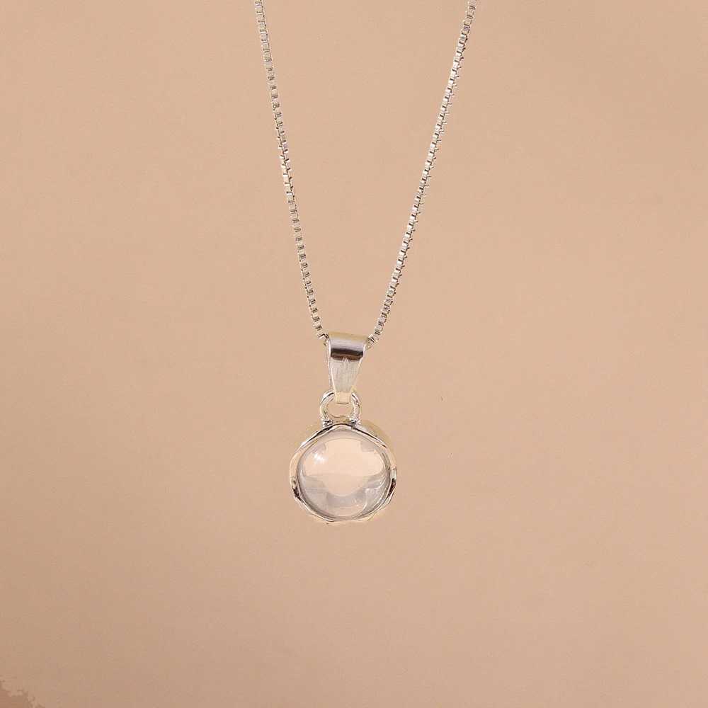 Aihua Fashion Minimalist Round Opal Pendant Necklace for Women Geometric Collarbone Aesthetic Chain Summer Jewelry Accessories H260406