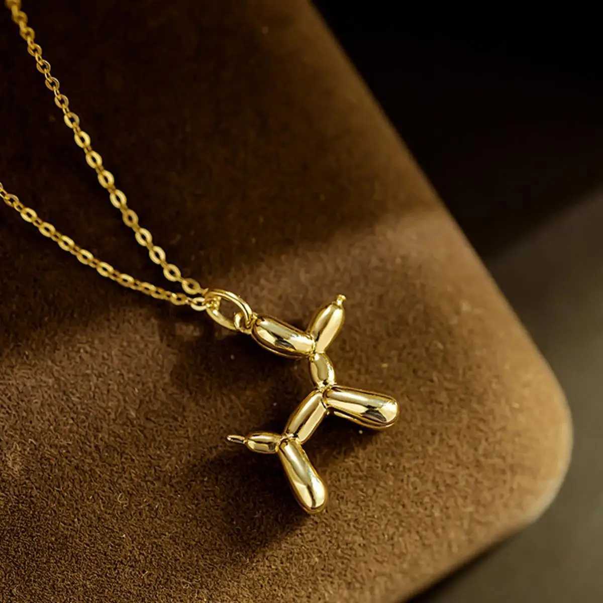 Stainless Steel Balloon Dog Pendant Necklace For Women New Trendy Girls Sweet Funny Clavicle Chain Unique Birthday Jewelry Gifts H260406