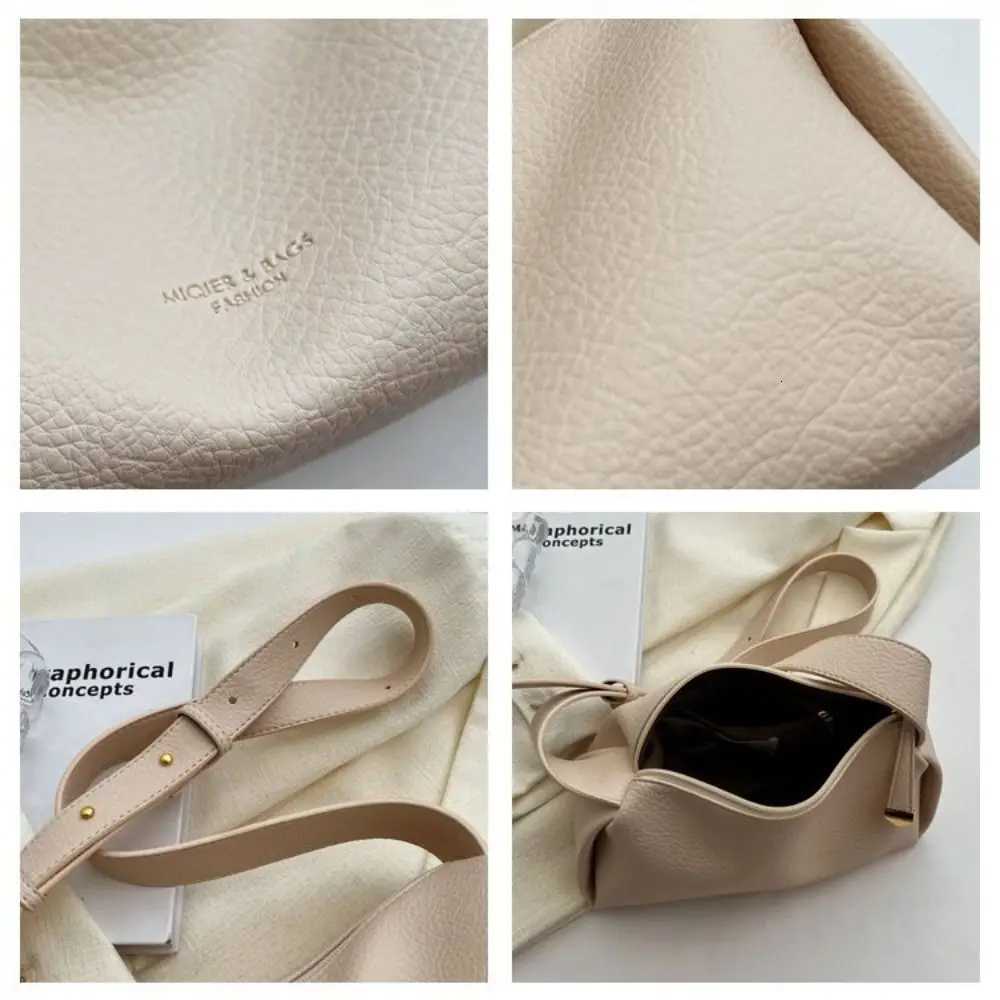 Large Capacity Lichee Pattern Crossbody Bag Solid Color Pillow Bag PU Dumpling Bag Shopping Bag Korean Style Shoulder Bag C260406