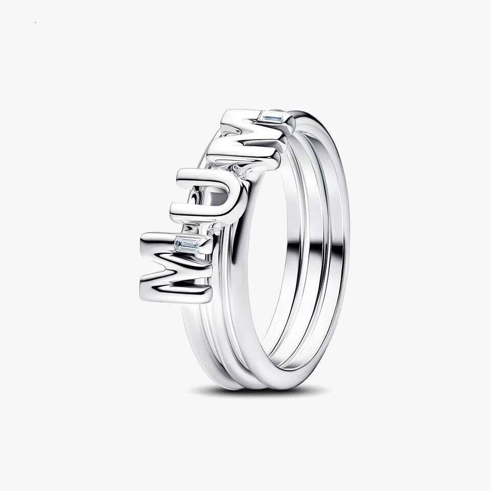 2026 New 925 Silver Heart Princess Crown Plant Bee Specimen ME Lucky Bow Double Layer Ring Exquisite DIY Charm Jewelry Gift