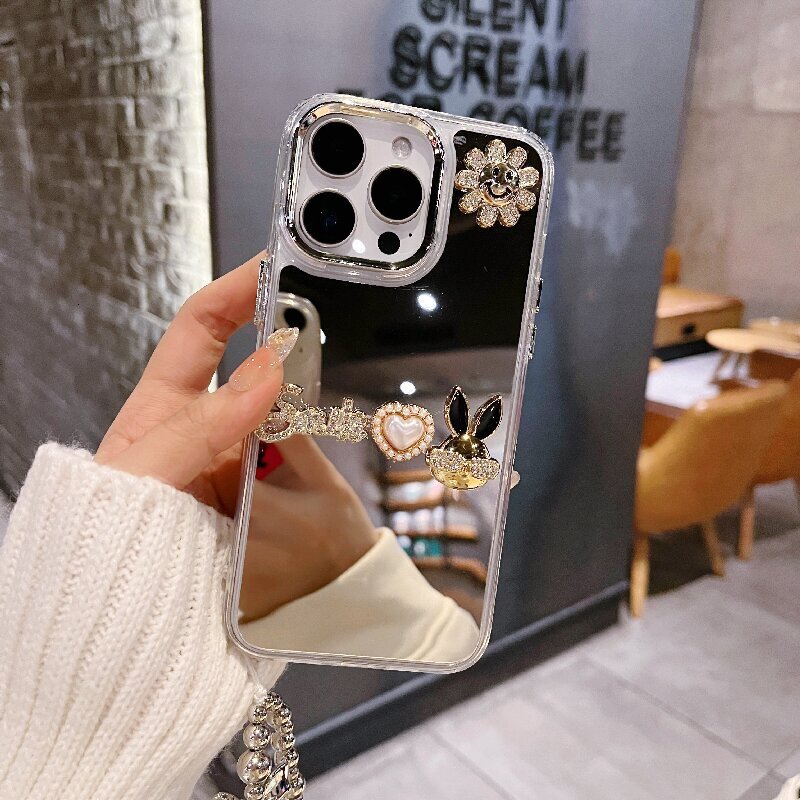 Luxury Designer 3D Bling Star Mirror Phone Case Full Rhinestone Sparkly Protective Cover For Iphone 17 Pro Max 15 14 Fashion Case