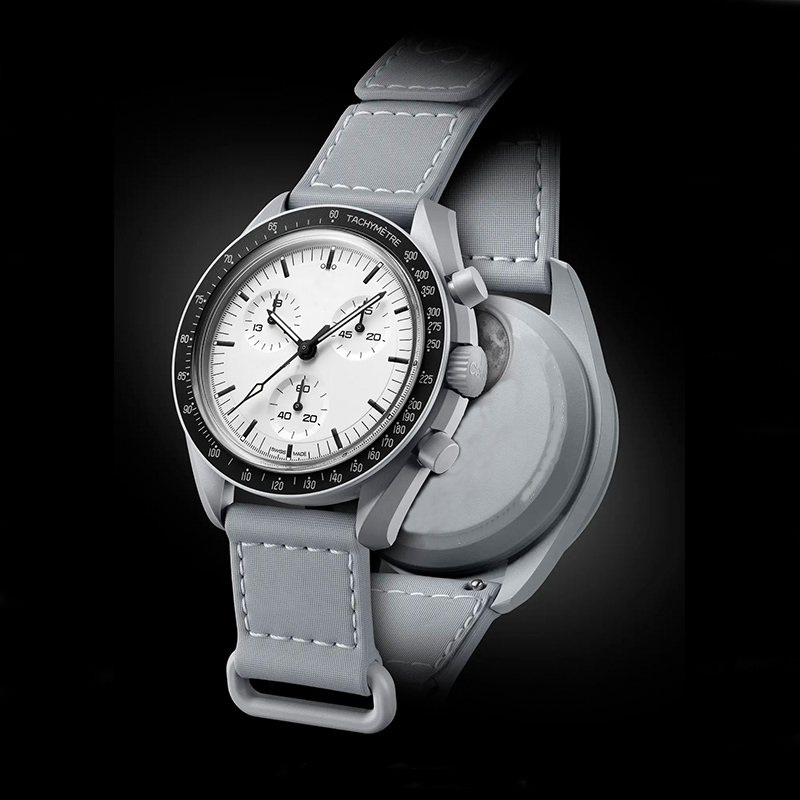 2026 NEW Limited Edition master wristwatchesBioceramic Quartz Chronograph Mens Womens URANUS Watch Mission To Mercury 42mm Black Nylon Luxury Watch 1965