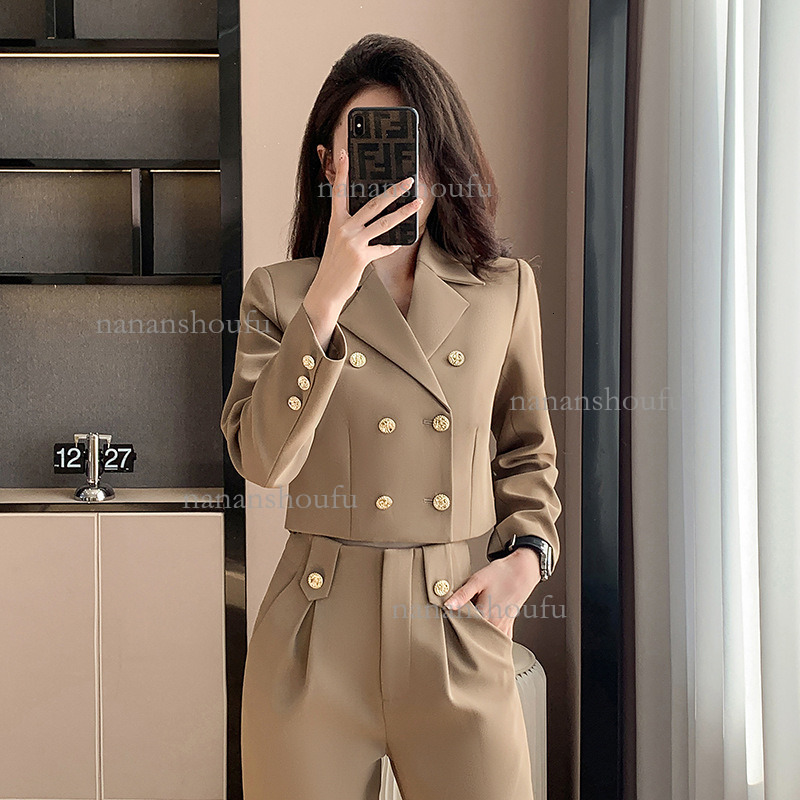 2026 Designer Set High-end Luxury New Women's Simple Double Breasted Business Suit Jacket Slim Fit Casual Pants A-line Sexy Short Skirt Commuting - view 3