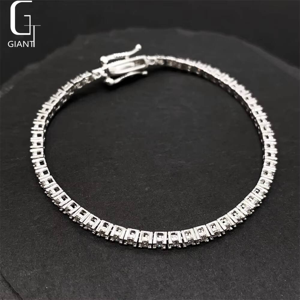 New Arrival 18K Gold Plated GRA Certified VVS Moissanite 2mm Tennis Bracelet 925 Sterling Silver Iced Out Hip Hop Fine Jewelry Pass Diamond Test For M