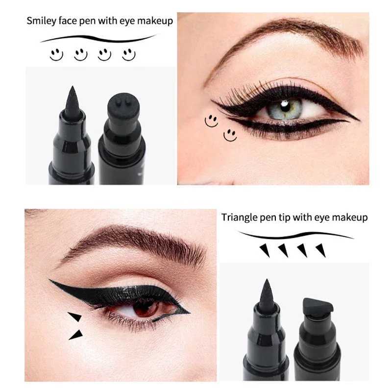 Double Head Moon Star Heart Liquid Eyeliner Pen Black Eye Liner Stamp Makeup Seal Eyeliner Pencil Waterproof Cosmetics H260406