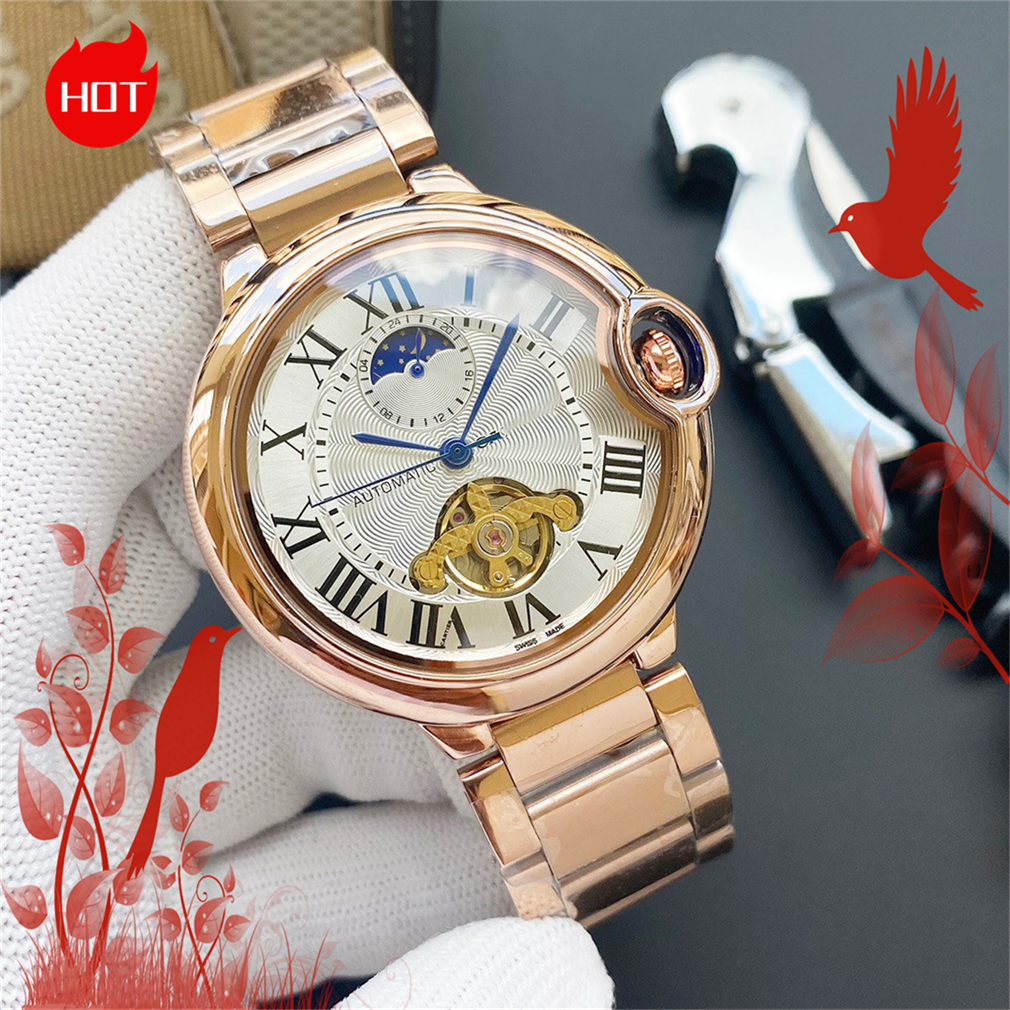 Mens women CARTERity BALLON Tourbillon watch designer luxury Automatic mechanical movement watches high qualit stainless strap sapphire Wristwatches #723