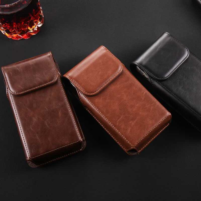 Luxury Cow magnetic Leather Belt Clip Phone Case Men Travel Waist Bag For iPhone Samsung Xiaomi Smart phone Holster Pouch Cover C260406