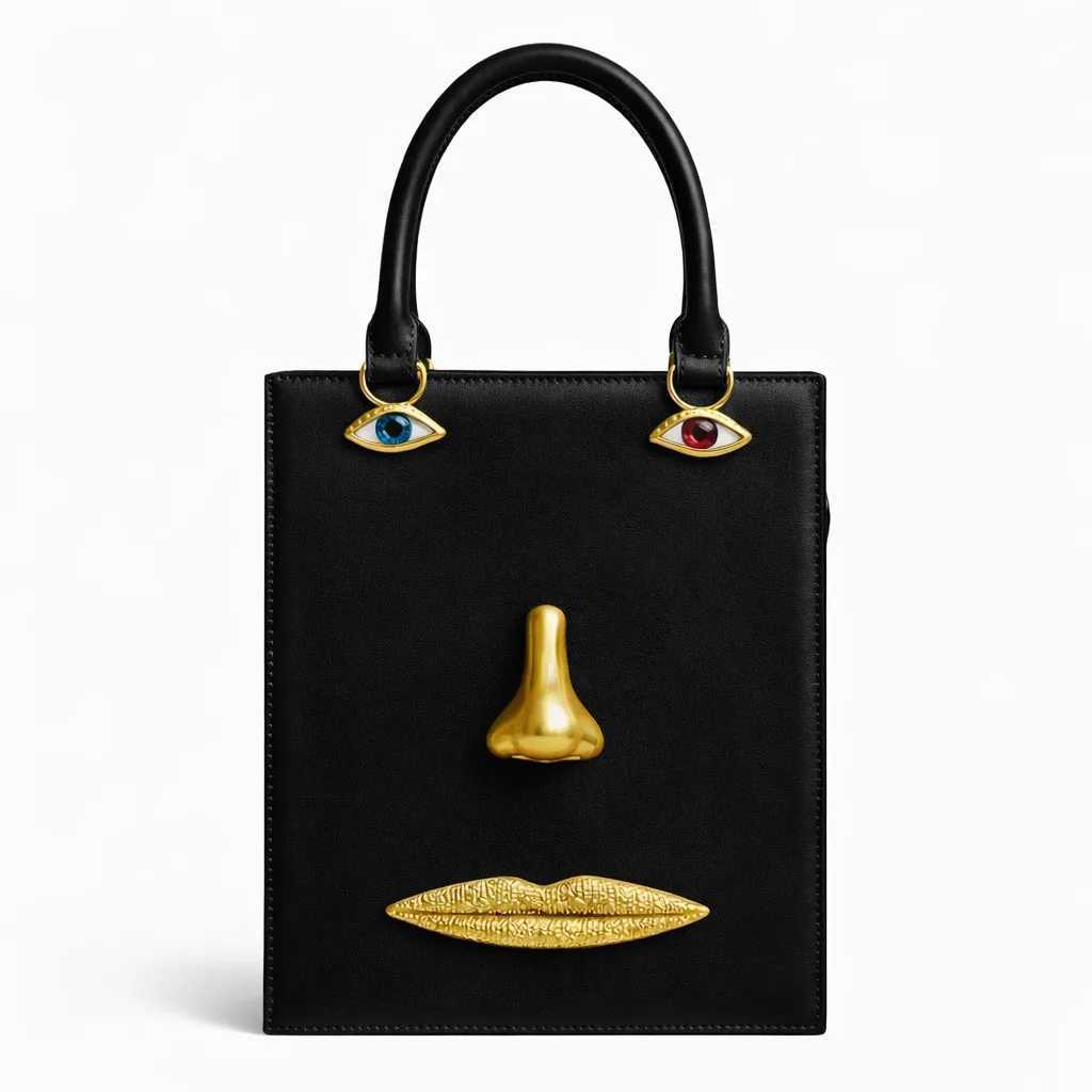 2026 New Womens 3D Face Handbag Niche Design Adult girls Square Single Shoulder Bag Ladies PU Crossbody Bag 1296 C260406