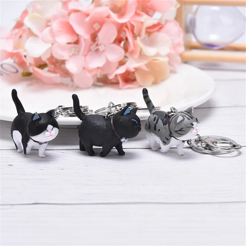 1PC Cute Cartoon Cat Pendant Key Rings Kitten Cat Key Chain Shake Head Car Bag Keychains Creative Jewelry Gift Fashion 260403BJ - view 6