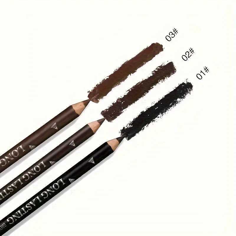 2-in-1 Wooden Handle Waterproof Eyeliner Eyebrow Pencil Sweatproof Makeup Pen for All Skin Types Multi-Use Cosmetic Tool H260406