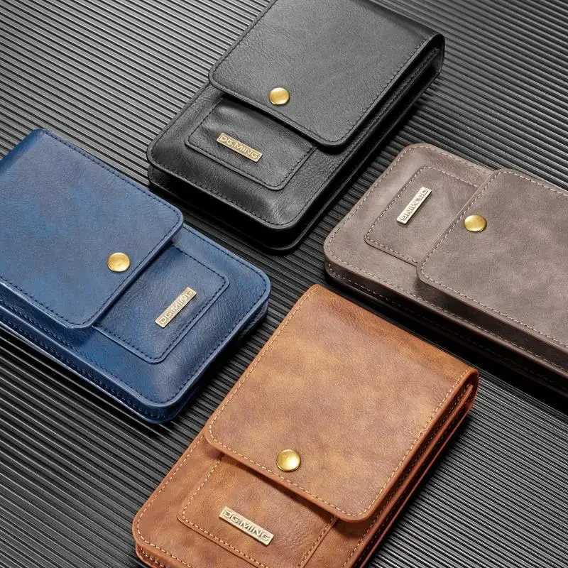 Universal Leather Wallet Phone Case Belt Clip Cover For iPhone Samsung Xiaomi Waist Bag Holster Pouch for Outdoor Sports Running C260406