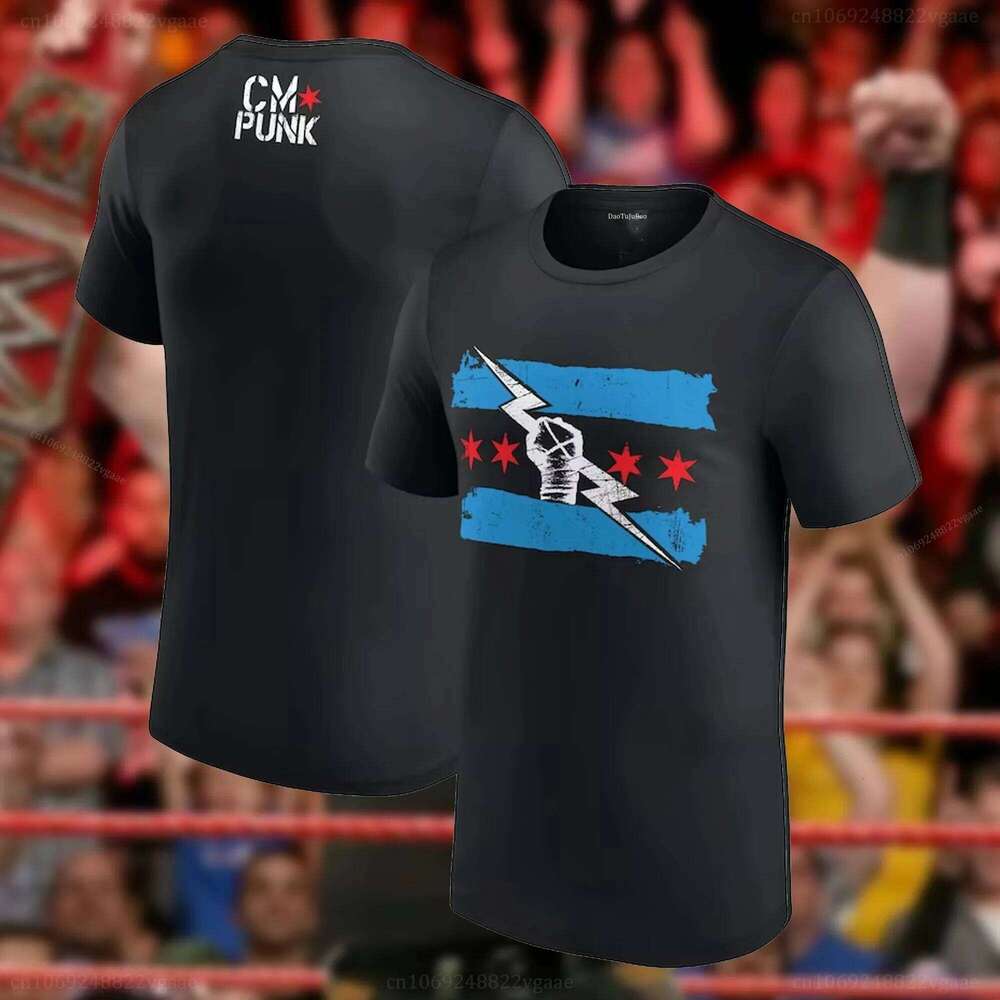 Summer CM Punk T Shirt Wrestling Tshirt Vintage Boxing Gym Cotton Clothes Training Tee Size 26H0406