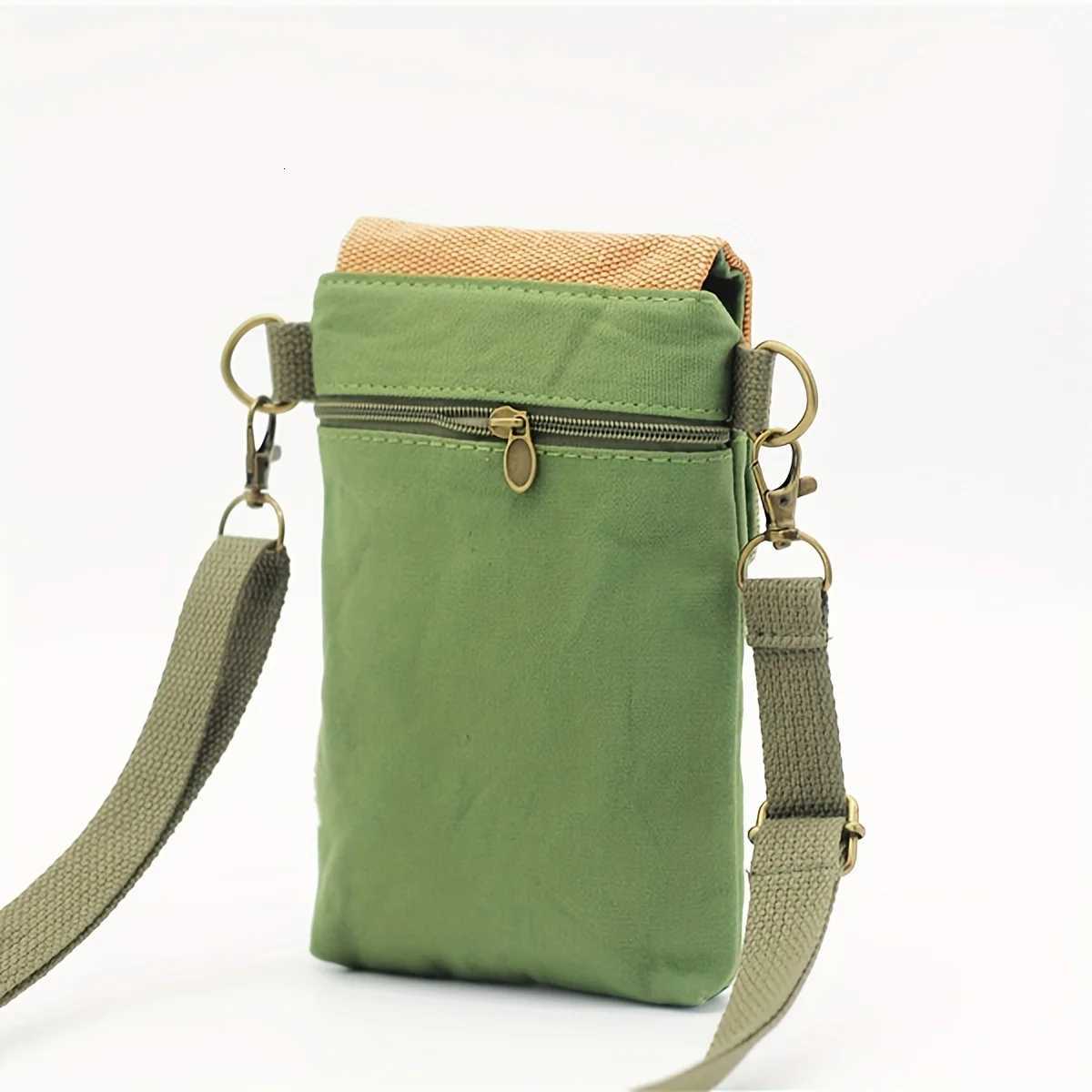 Solid-color minimalist canvas mobile phone crossbody bag small and portable a versatile small crossbody bag for daily use C260406