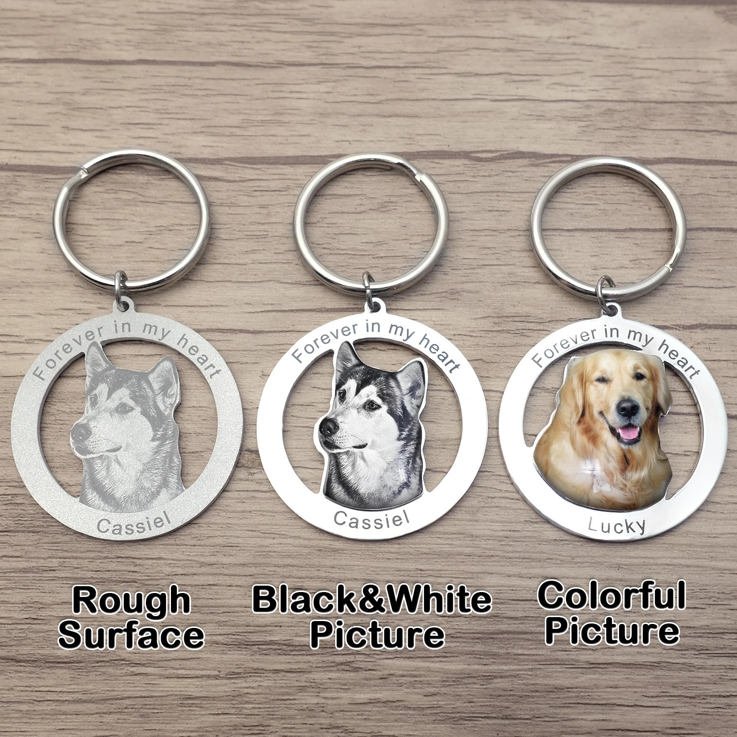 Custom Po Engraved Keychain Personalised Picture Keyring Personalized Memorial Key Chain Your Dog Pet Portrait Customize Gift 260403BJ - view 3