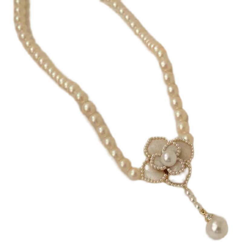 French vintage floral pearl necklace, niche fashion versatile ins-style collarbone chain, light luxury high-end jewelry for women - view 6