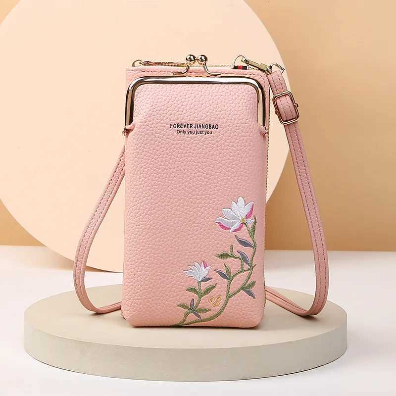 Fashion Women Small Crossbody Bag for mobile phone PU Leather Purse Bag Elegant Flower Pattern Messenger Bag wallet For Girls C260406