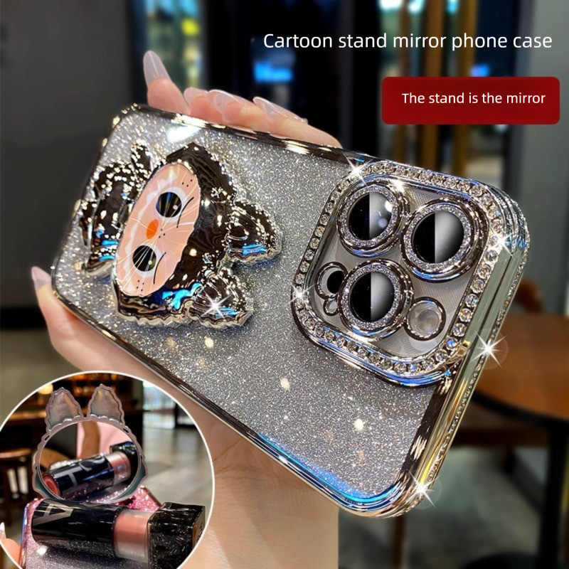 Luxury Designer 3D Cute Phone Case, Bling Rhinestone Glitter Protective Cover For Iphone 17 Pro Max 15 14 Purple Fashion Case