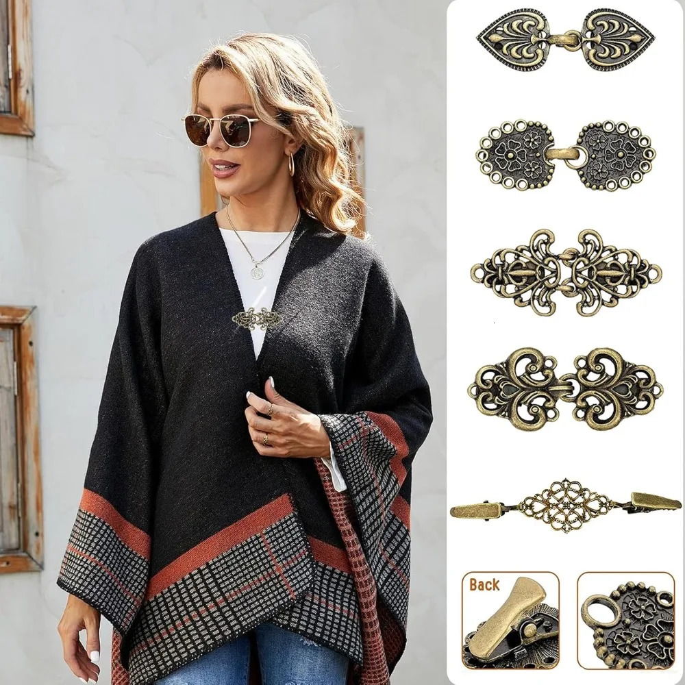 Vintage Shawl Clips Alloy Rhinestone Brooch Pins for Women Scarf Clasp Anti-Slip Fixing Collar Clips Fashion Accessories Gifts 260403BJ