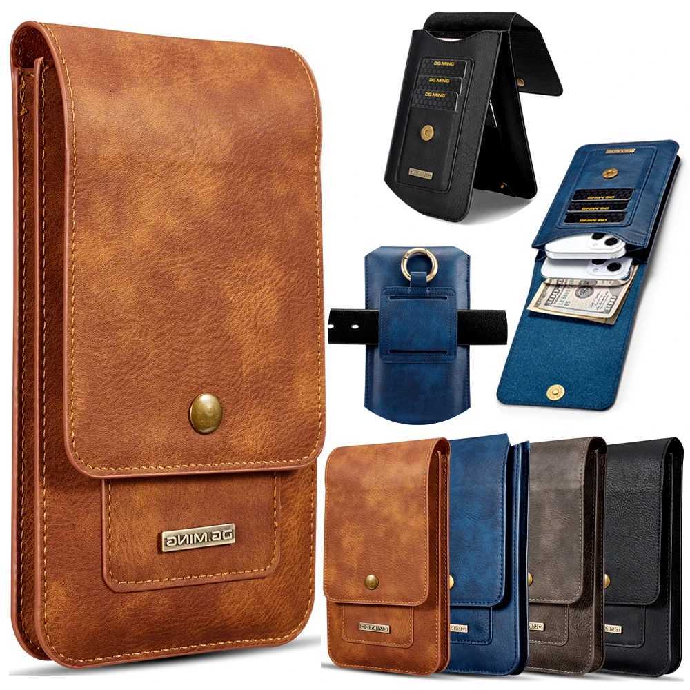 Universal Leather Wallet Phone Case Belt Clip Cover For iPhone Samsung Xiaomi Waist Bag Holster Pouch for Outdoor Sports Running C260406